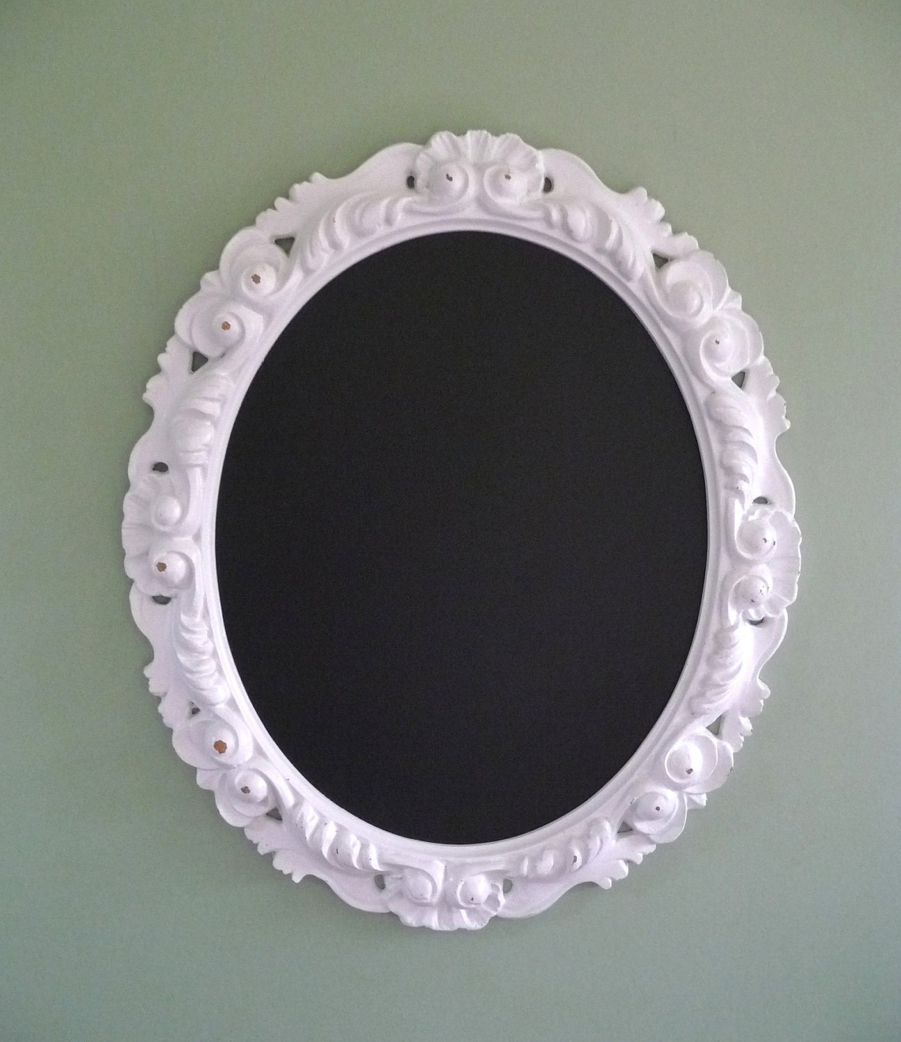 Download Oval Chalkboard with White Decorative Frame