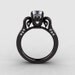 14K Black Gold Cubic Zirconia Diamond Wedding Ring Engagement