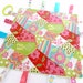 Baby Ribbon Sensory Blankie - Crinkle Toy - Bright Floral Patchwork & Minky Fabric 12x12