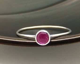 Ruby Ring, July Birthstone Ring, Red Ruby Ring, Sterling Silver Ring, Ruby Stacking Ring, Stackable Ring, Knuckle Ring, Barely There Ring