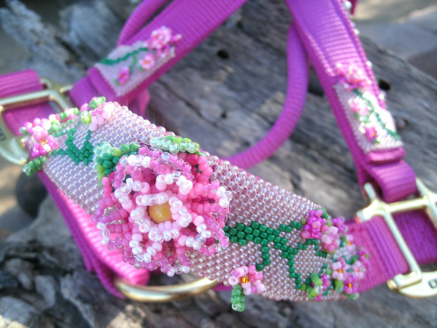 Items similar to Beaded Horse Halter Hand Beaded Flowers HORSE TACK