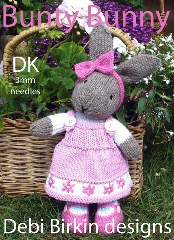bunny rabbit with dress PDF email knitting pattern