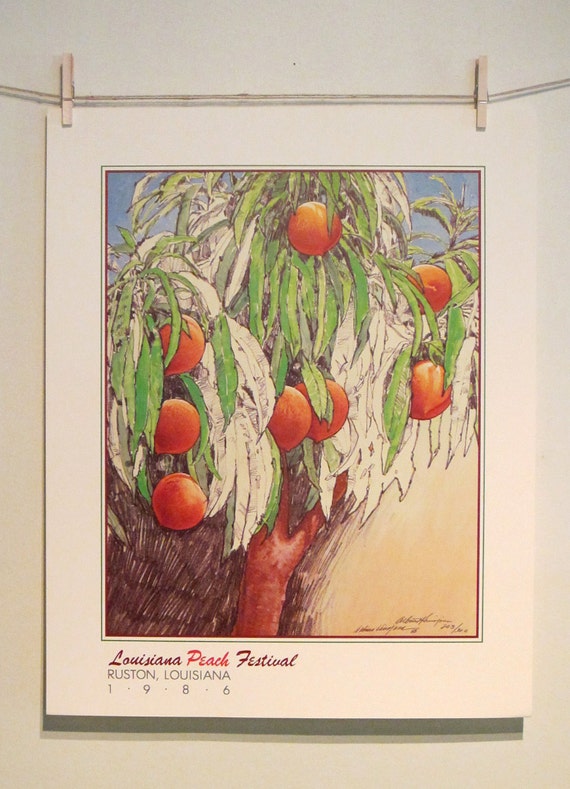 1986 Louisiana Peach Festival Poster signed