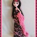 OOAK Handmade Gown & Boa for MONSTER HIGH Doll Custom Fashion Clothes Gown