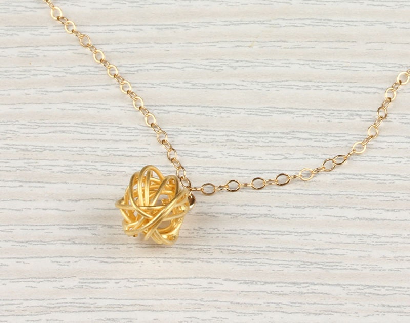 Knot gold necklace simple necklace 14k gold filled