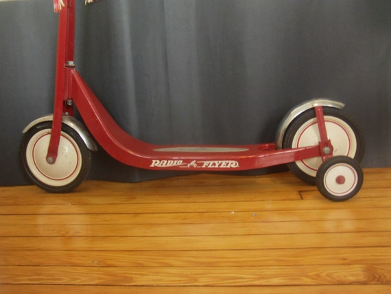 vintage radio flyer wooden scooter