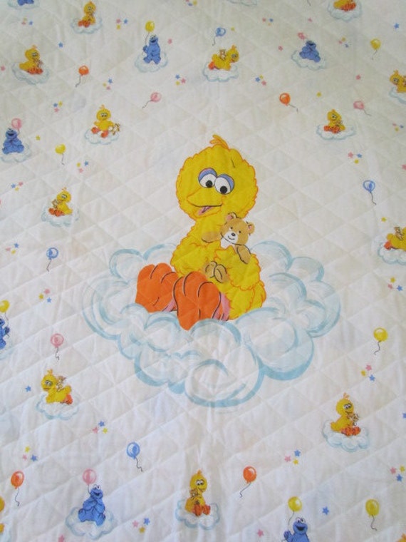 Big Bird Quilted Baby Blanket Panel destash 51