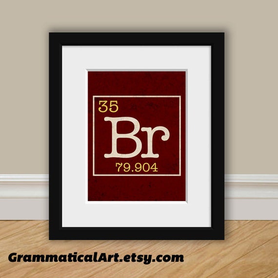 Br Ba Elements Periodic Element Print Chemistry by GrammaticalArt