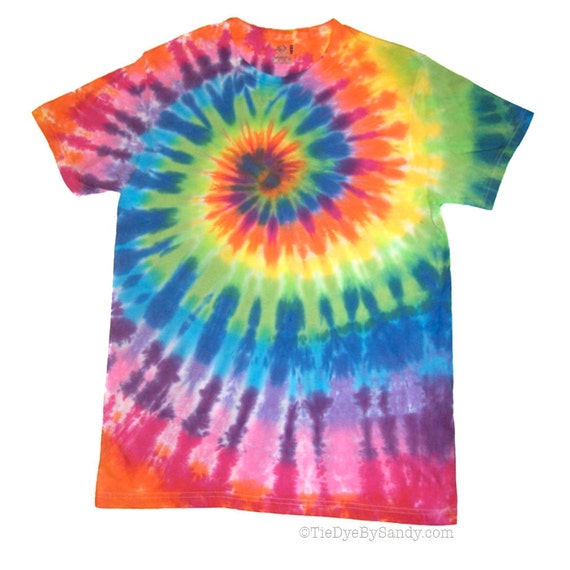 Adult Medium Bright Rainbow Tie Dye Spiral Shirt by TieDyeBySandy