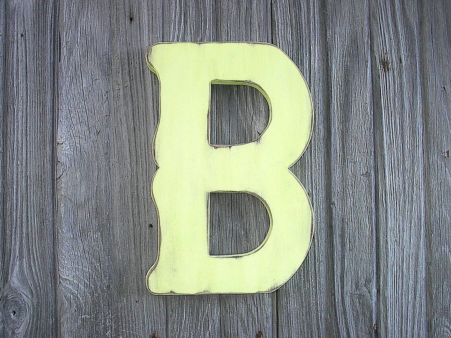 Shabby Chic Decorative Wooden Letter B 12 Lime Float