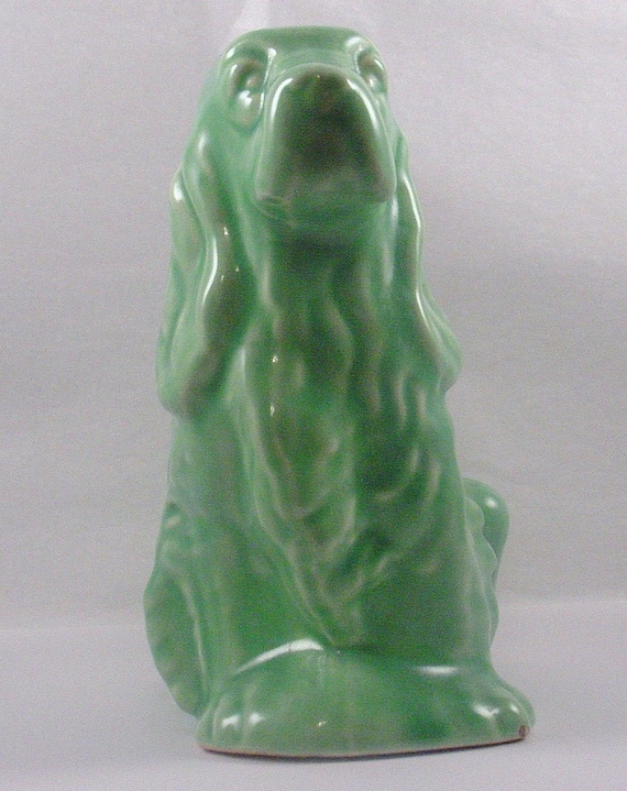 Vintage Green Shawnee Pottery Irish Setter Planter
