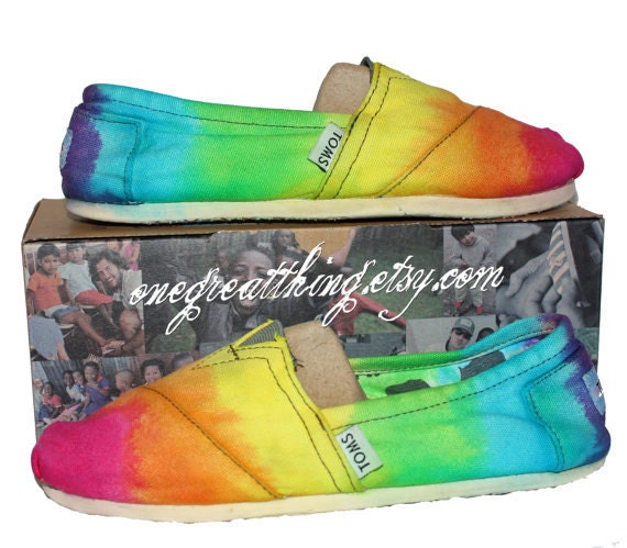 TOMS Tie Dye Shoes  - Bright colors - hand dyed and custom made by One Great Thing :)