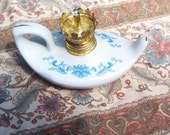 Vintage Porcelain Mini Genie styleoil  lamp base bluebutterfly/floral design