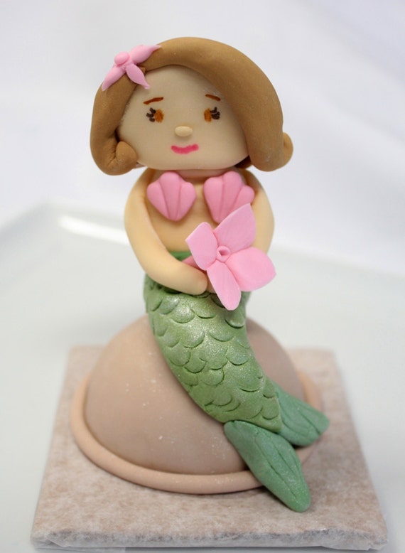 Fondant Mermaid Cake Topper for little Mermaid Mermaid party