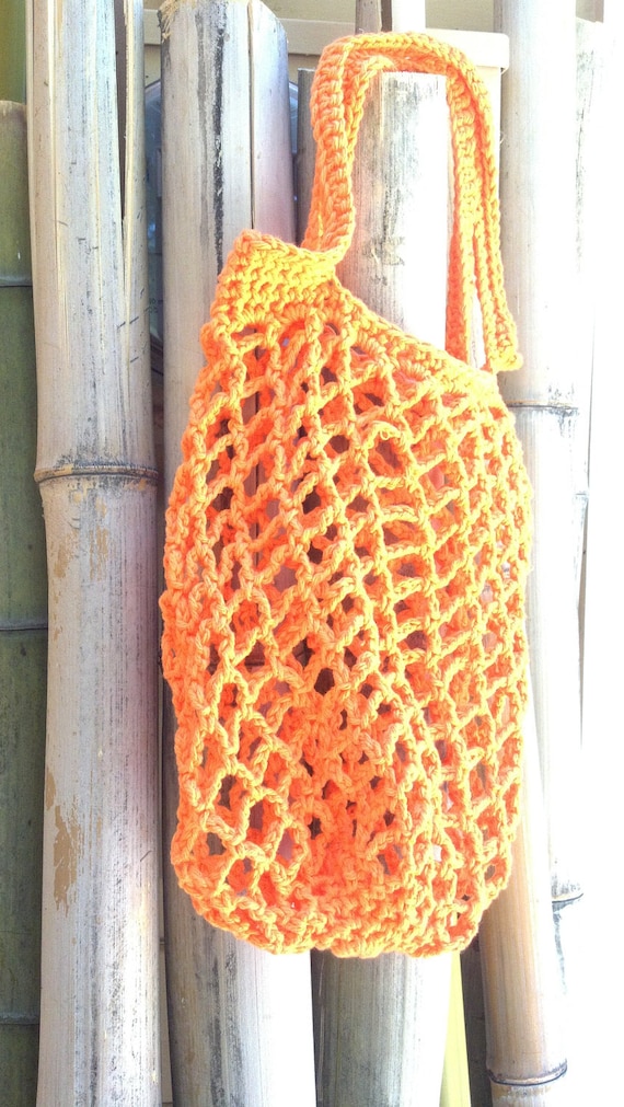 Bright Orange Crochet Mesh Bag