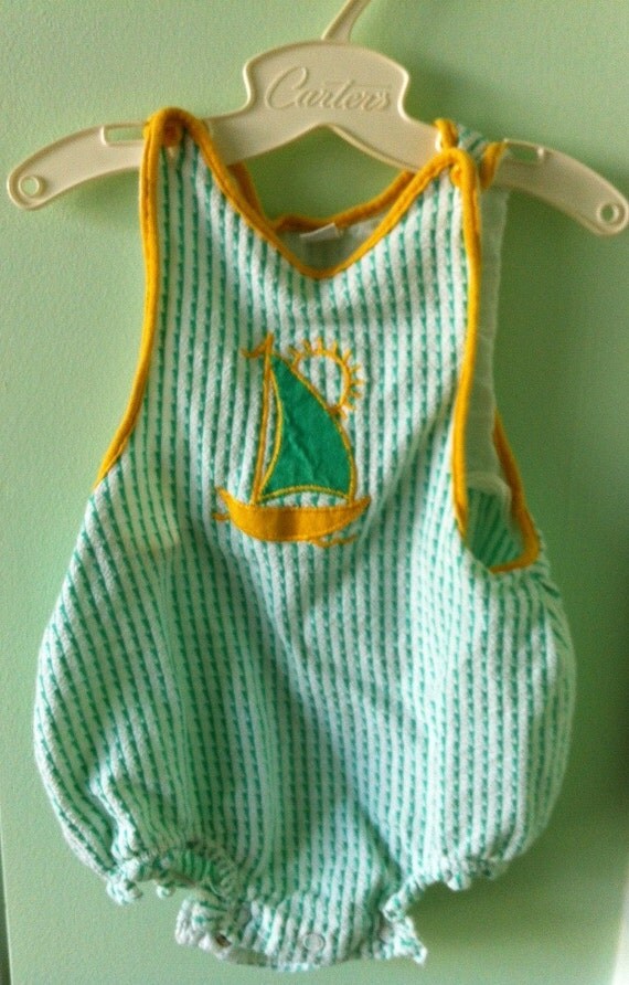 vintage baby clothes sailboat romper