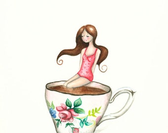 I'll Take My Tea Cup Anywhere no.3 10.7" x 14.1" Limited Edition Giclee Print