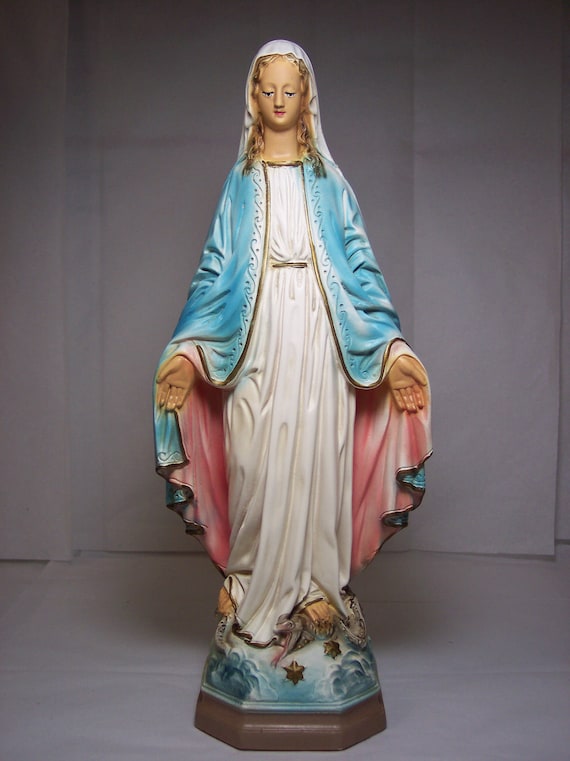 Vintage Chalkware Blessed Virgin Mary Statue