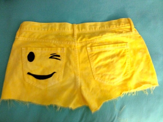 Smiley Face Shorts by PeaceLoveandTextiles on Etsy