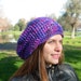 Slouchy beanie hat - Purple / Violet combination - chunky - crochet - womens Winter Autumn accessories - Wool Woolen