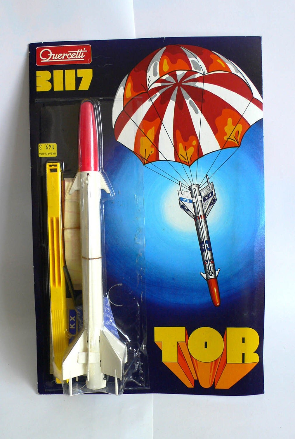 Vintage Quercetti TOR Space ROCKET Parachute Flying Toy MOC