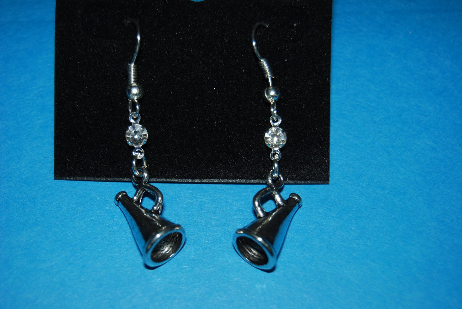 Dangle Cheerleading Megaphone Earrings with Swarovski Crystal