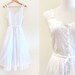 Vintage 1970s White Hippie Gauze Sheer Cotton Embroidered Ruffle Hem Beachy Wedding Style Dress