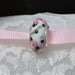 Victorian Style Authentic Handmade Murano Glass Bead White w/ Pink Flowers Green & Black European Style Bracelets