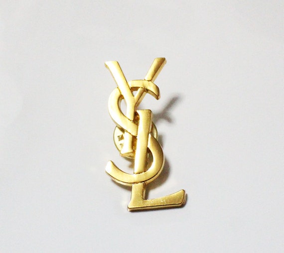 SALE YSL Yves Saint Laurent Gold Pin Brooch 1.5