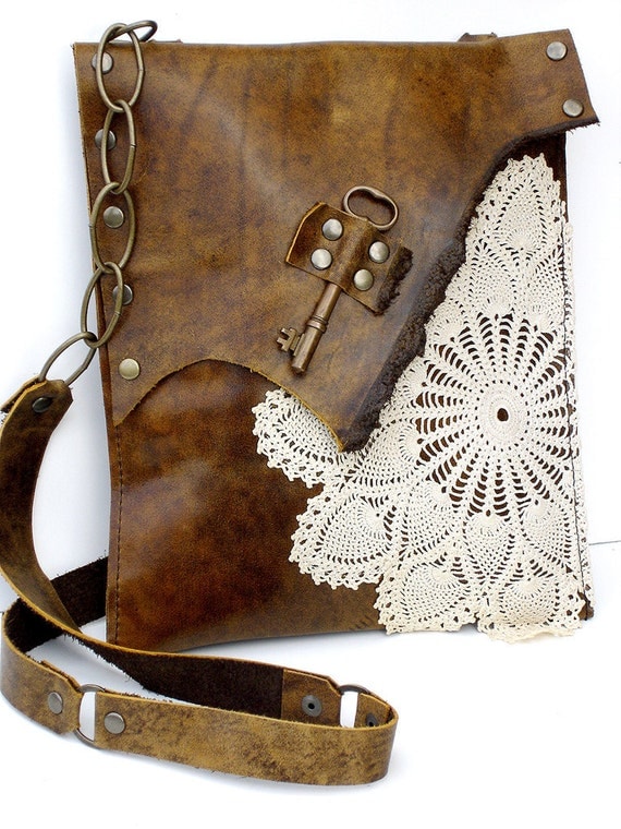 Boho leather bag Women's Handmade Leather Boho-Gypsy Purse - Smart Green Canvas Lining and Reinforced Hand-Stitching - 3 Compartments, Plus 1 Zippered Pocket - Crossbody Purse for Business and Pleasure - .
