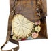 Boho Leather Messenger Bag with Multi-Colored Crochet Doily and Antique Key - Medium - One Of A Kind