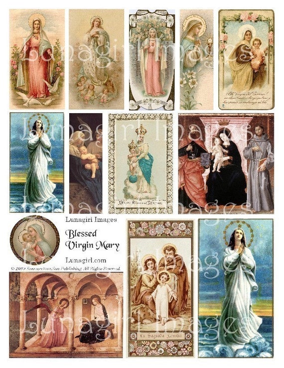 BLESSED VIRGIN MARY digital collage sheet vintage by Lunagirl