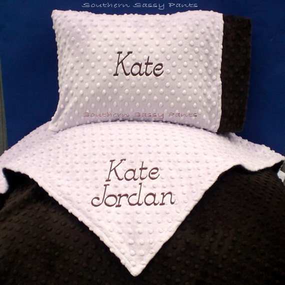 Personalized Baby Blanket and Pillow Set Minky Blanket and