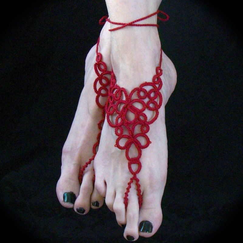 Tatted Barefoot Sandals Barefoot Heart by TotusMel on Etsy