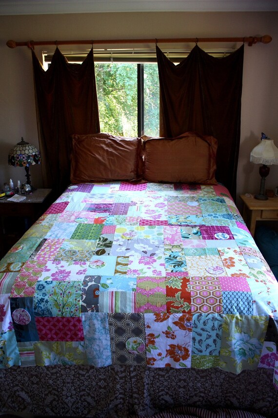 Items similar to Patchwork Quilt Top Kit. Designer Cotton Fabric