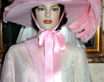 Victorian Hat Pink Tea Hat Titanic Fantasy Hat Hat Southern Belle Hat Alice in Wonderland Hat "Mademoiselle Aubrienne"