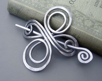 Celtic Shawl Pin, Celtic Knot Cross Infinite Swirl Aluminum, Scarf Pin, Sweater Brooch, Hair Pin - Light Weight, Knitting, Hair Accessories