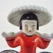 Vintage Asian Woman with Buckets - Retro Chinese Girl - Ceramic Orange Yellow