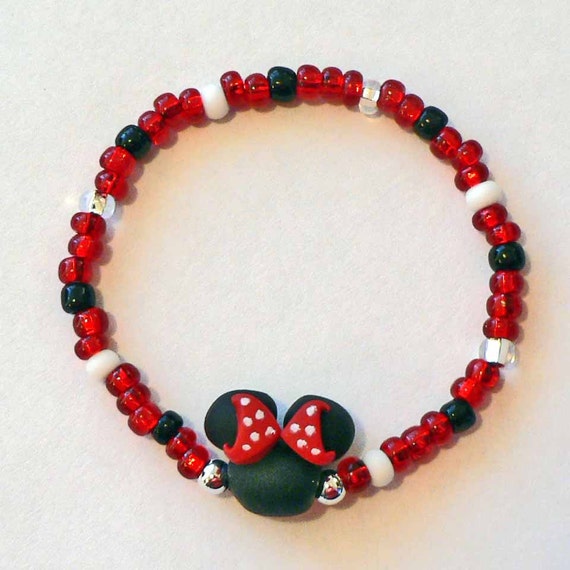 Mini Mouse Bracelet in Red and Black with Red polka dot