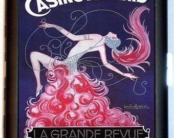 French Art Deco Cigarette Case Flapper Casino De Paris Follies Revue Burlesque Dancer Dancing ID Business Card Credit Card Holder Wallet