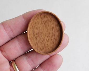 USA Made NO Laser - Brooch Blank - Pendant Setting - Mahogany Wood - 36 x 46 mm - (A1-M)