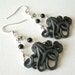 Black Crystal and Pearl Resin Octopus Earrings, Nautical Jewelry