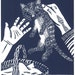 LEAVING THE BASKET linocut by Lev