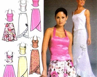 Misses Evening Halter Tops Skirts Purse Simplicity 4990 Sewing Pattern Size 6 - 8 - 10 - 12 Bust 30 1/2 - 31 1/2 - 32 1/2 - 34 Uncut