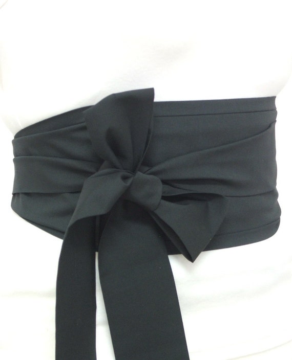 Black Obi Belt / Sash Oriental Japanese Geisha style by
