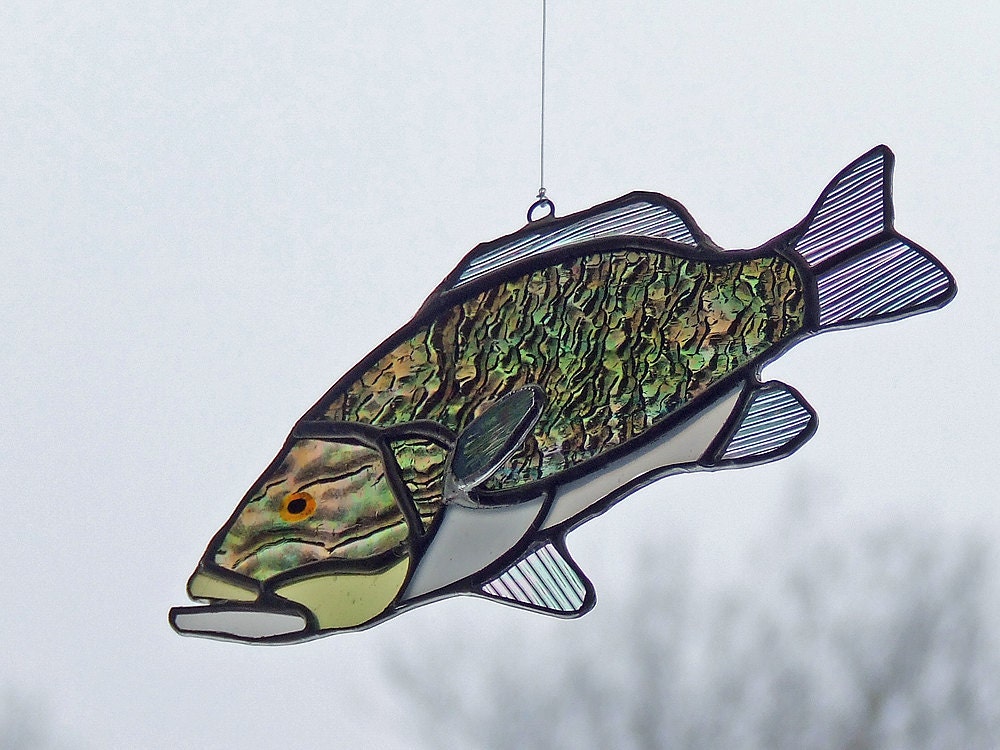 Stained Glass Smallmouth Bass Art Glass Fish Father's