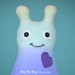 Handmade Bug, Stuffed Animal Plush Doll Baby Art Toy, Hug Me Bug, Personalized Tag, Rainbow Blend, Purple Fleece, 9 inch, Ready-made