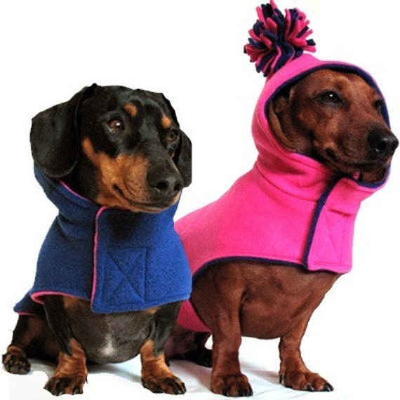Items similar to Eco Dog Coat Recycled Pink and Navy Blue Fleece