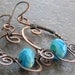 Copper Metalwork Dangle Earrings, Wire Wrapped Scrollwork... Statement Jewelry
