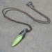 Jade Marquis Wire Wrapped Pendant, Copper Necklace ... Rustic Oxidized Metalwork Jewelry